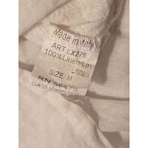 Lungo L'Arno Womens M Embroidered Top 100% Linen, Beachy Feminine Made In Italy - Picture 11 of 12